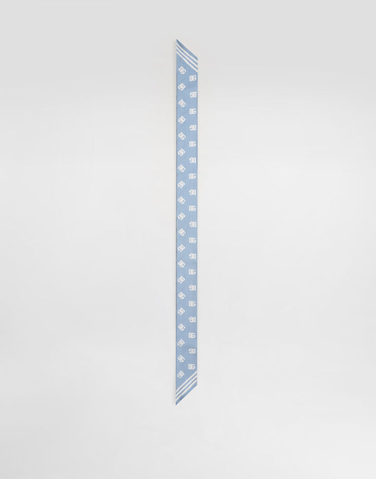 Dolce & Gabbana Twill headscarf with all-over DG logo print (6x100) Light Blue FS215AGDB7Y