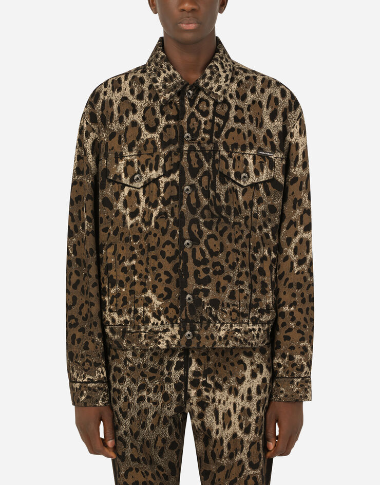 Dolce & Gabbana Giubbotto jeans stampa leopardo Multicolore G9UW6DG8EI1