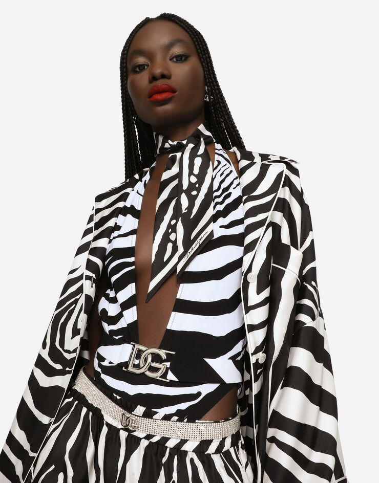 Dolce & Gabbana Zebra-print twill headscarf Multicolor FS215AGDAOU