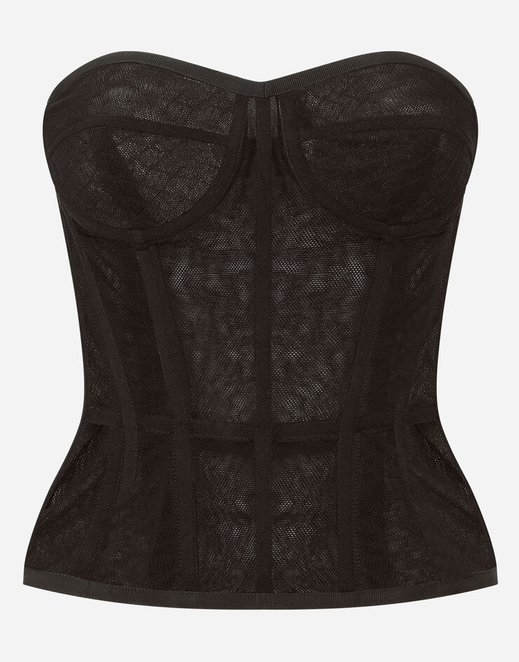 Dolce & Gabbana Bustier en tulle de coton Noir F71U6TFLEAA