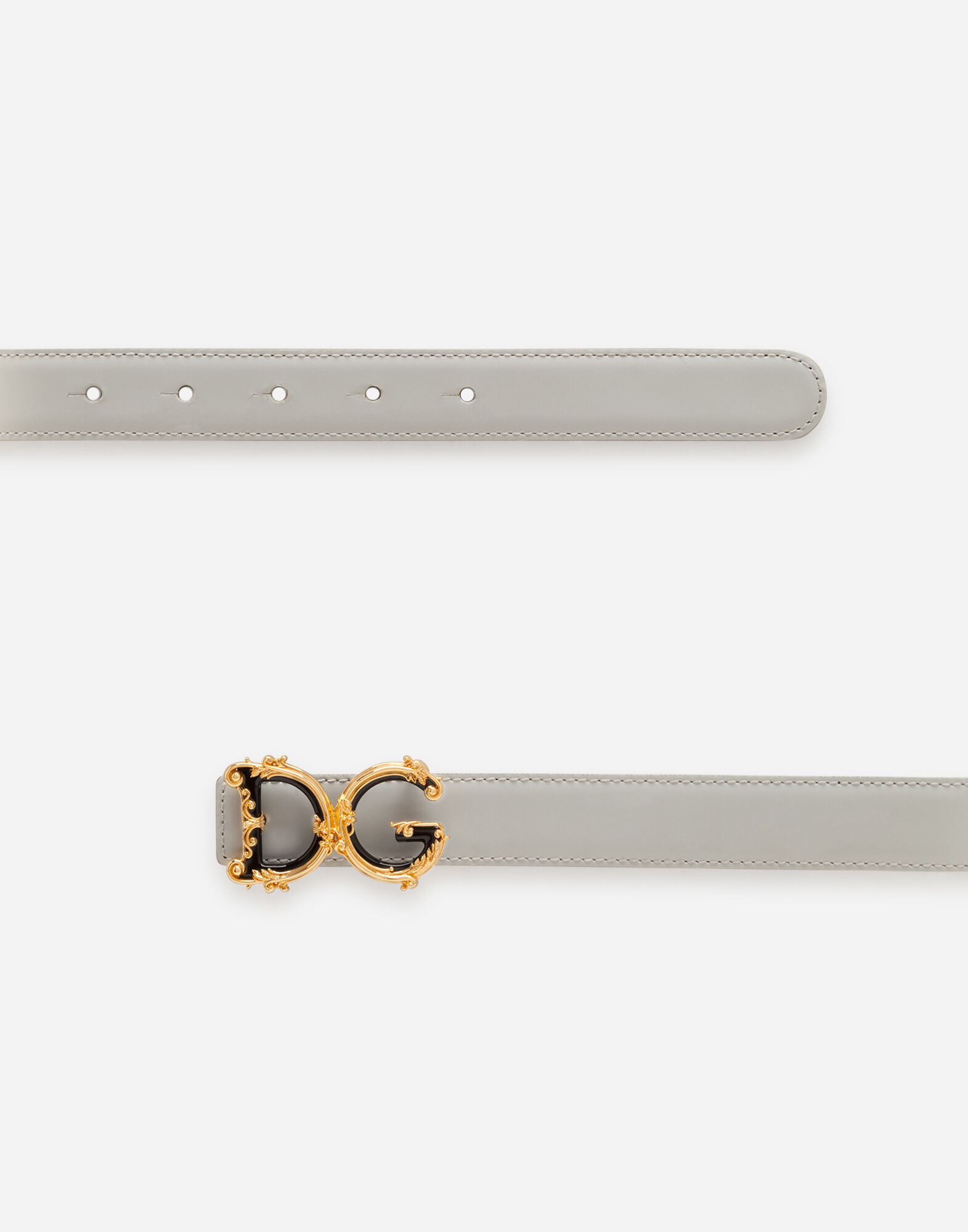 Leather belt with DG baroque logo in WHITE for Women | Dolce&Gabbana®