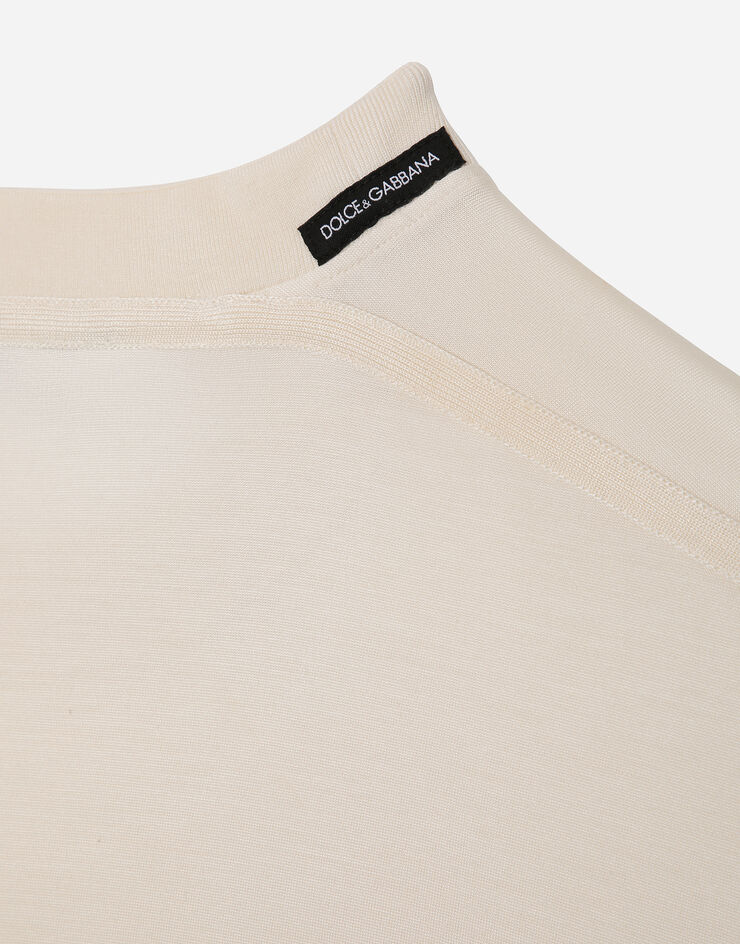 Dolce & Gabbana Kurzarm-T-Shirt aus Seide Weiss G8RG0TFU75F