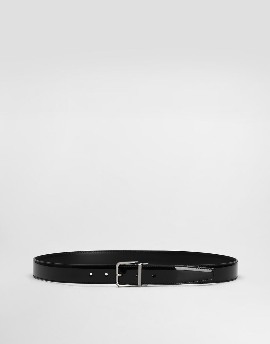 Patent calfskin belt