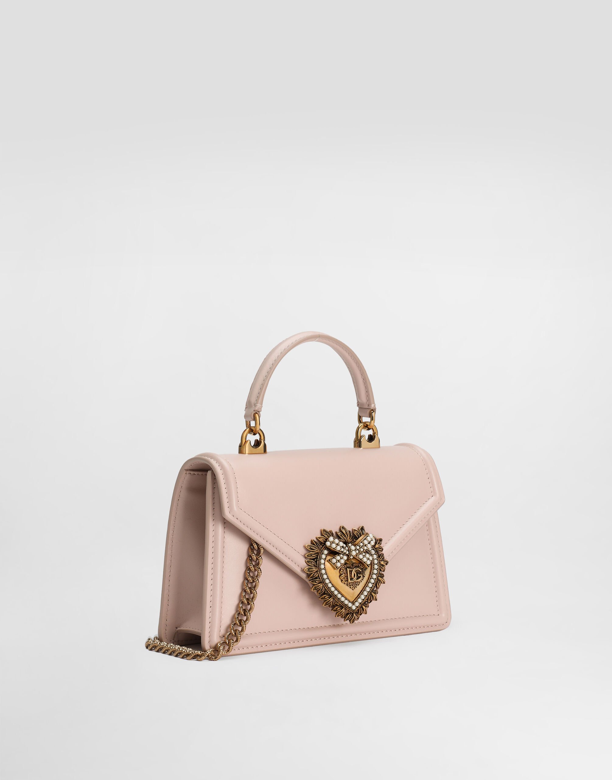 【送料&関税込】Dolce & Gabbana devotion Soft Small Cros Small smooth calfskin Devotion bag in Pale Pink for Women