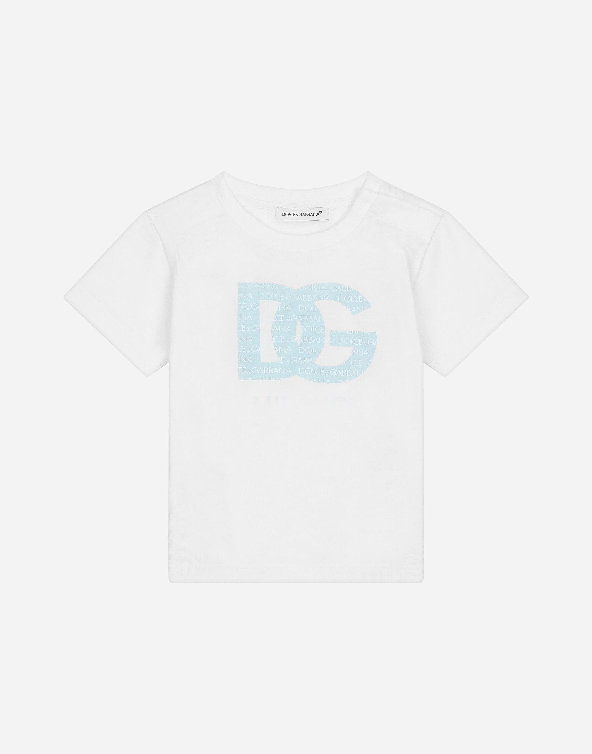 Dolce & Gabbana T-Shirt aus Jersey DG-Logo Weiss L1JTEYG7K7R