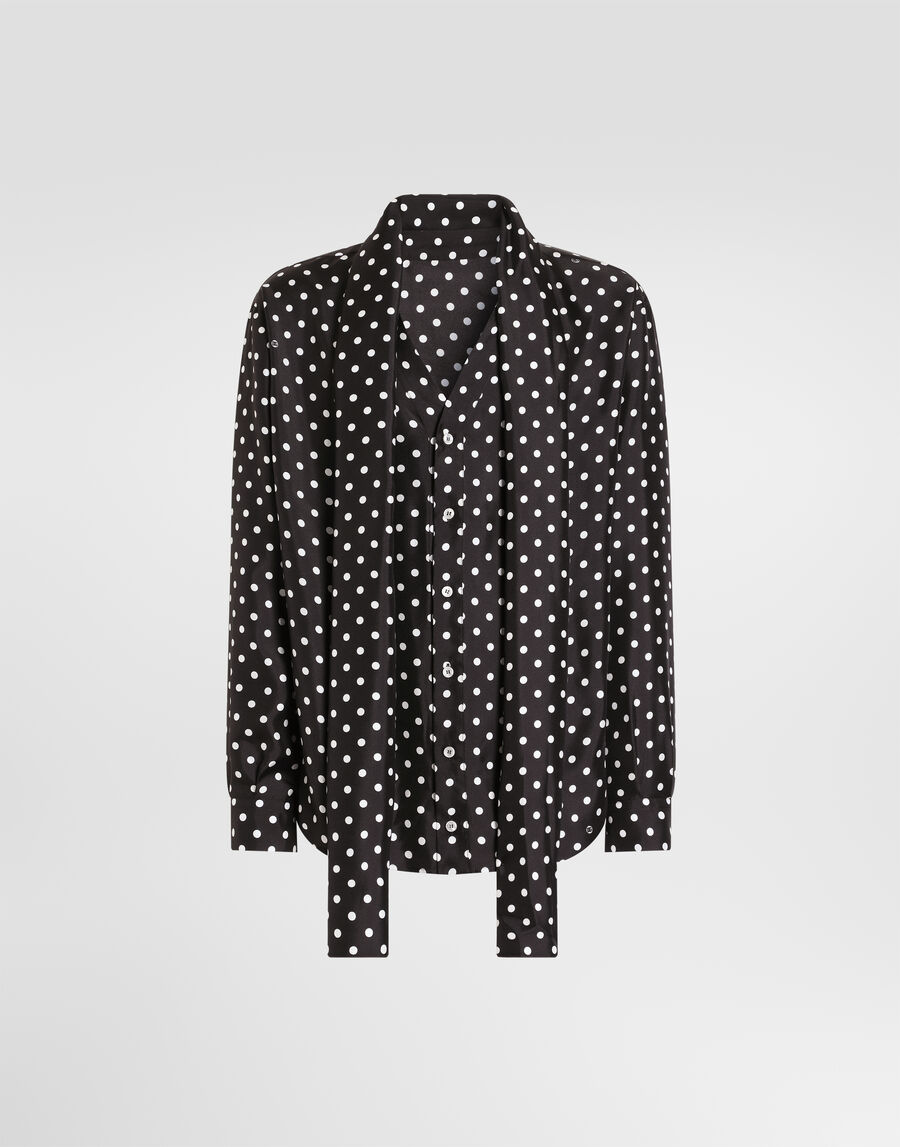 Polka dot-print silk twill Martini shirt