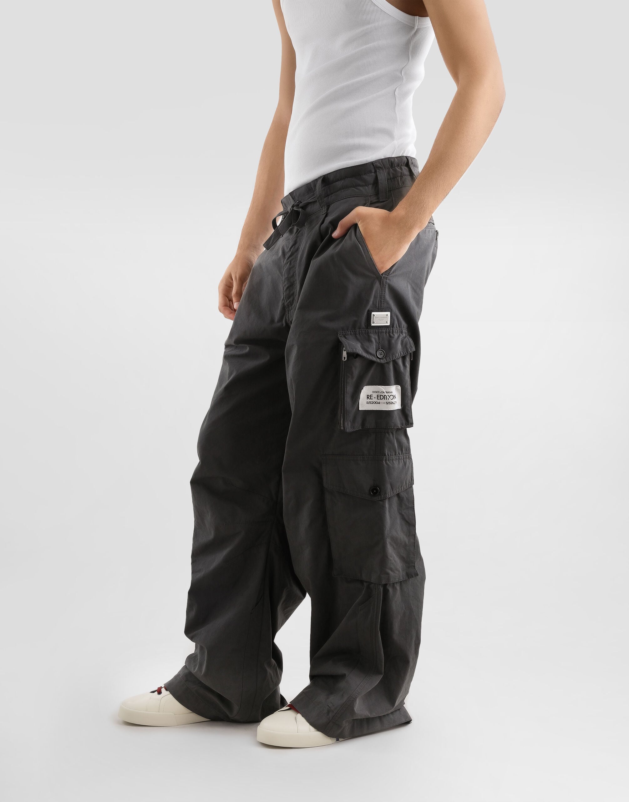 Washed fabric trousers in Grey for Men | Dolce&Gabbana®