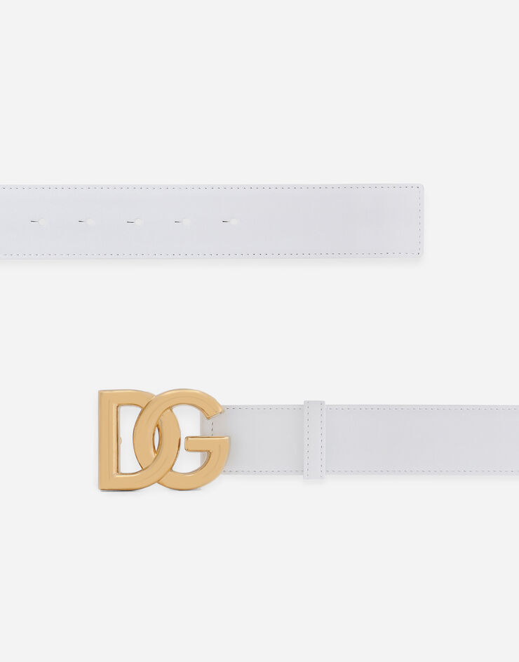 Dolce & Gabbana Ремень из телячьей кожи с логотипом DG белый BE1446AW576