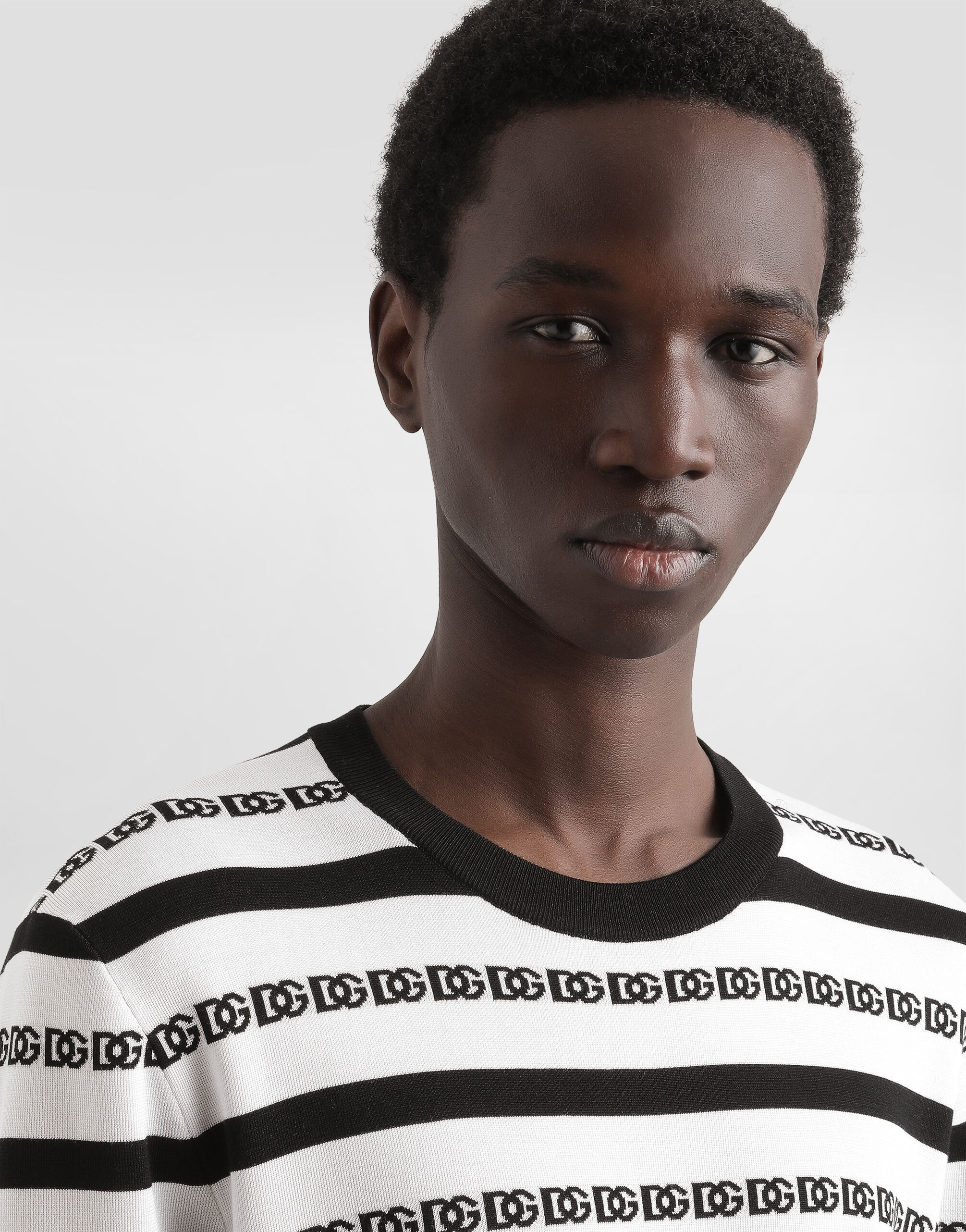 Silk crew-neck pullover with logo in Multicolor for Men