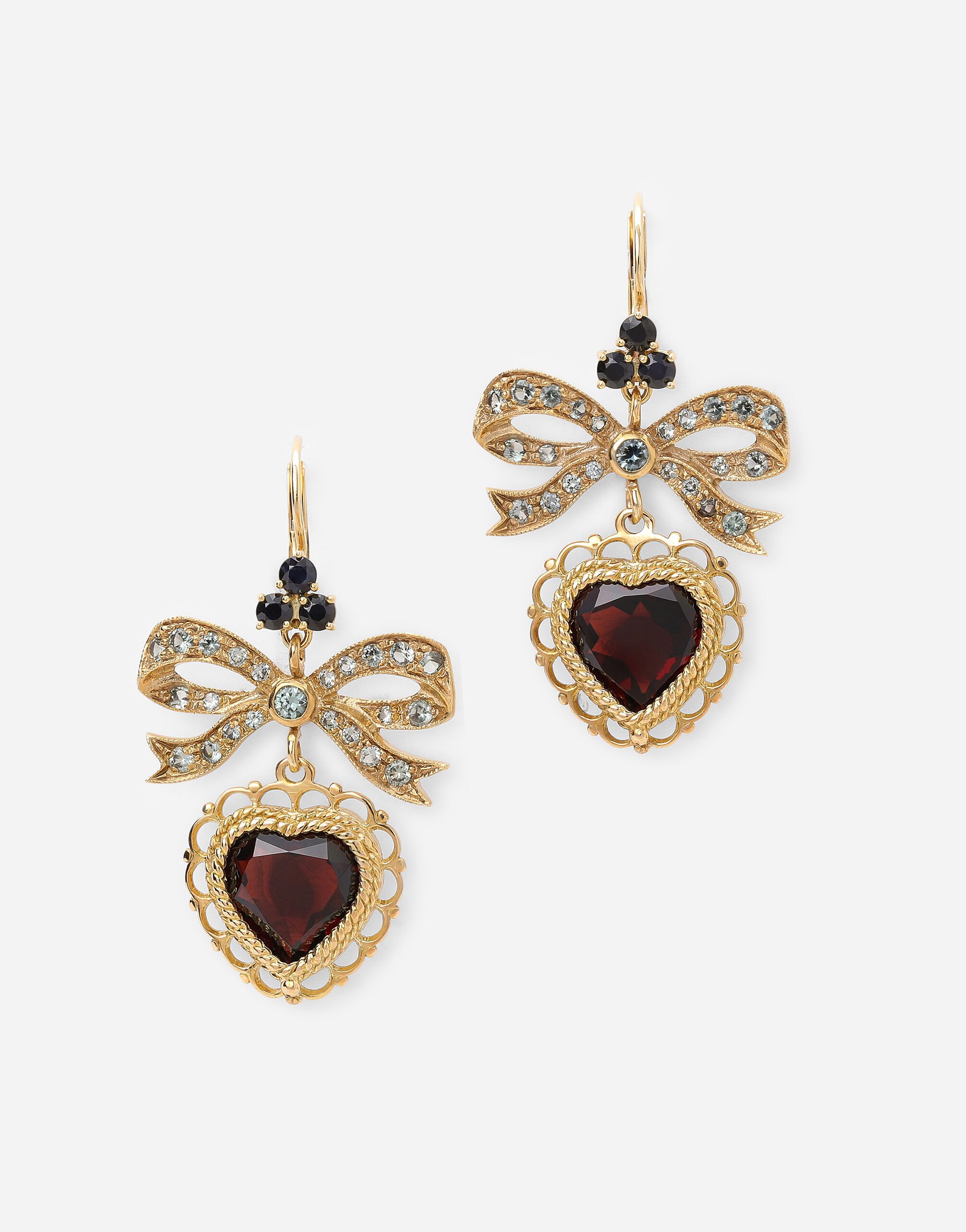 Dolce & Gabbana Heart leverback earrings in yellow 18kt gold with rhodolite garnet heart Yellow Gold WRLD1GWDWYE