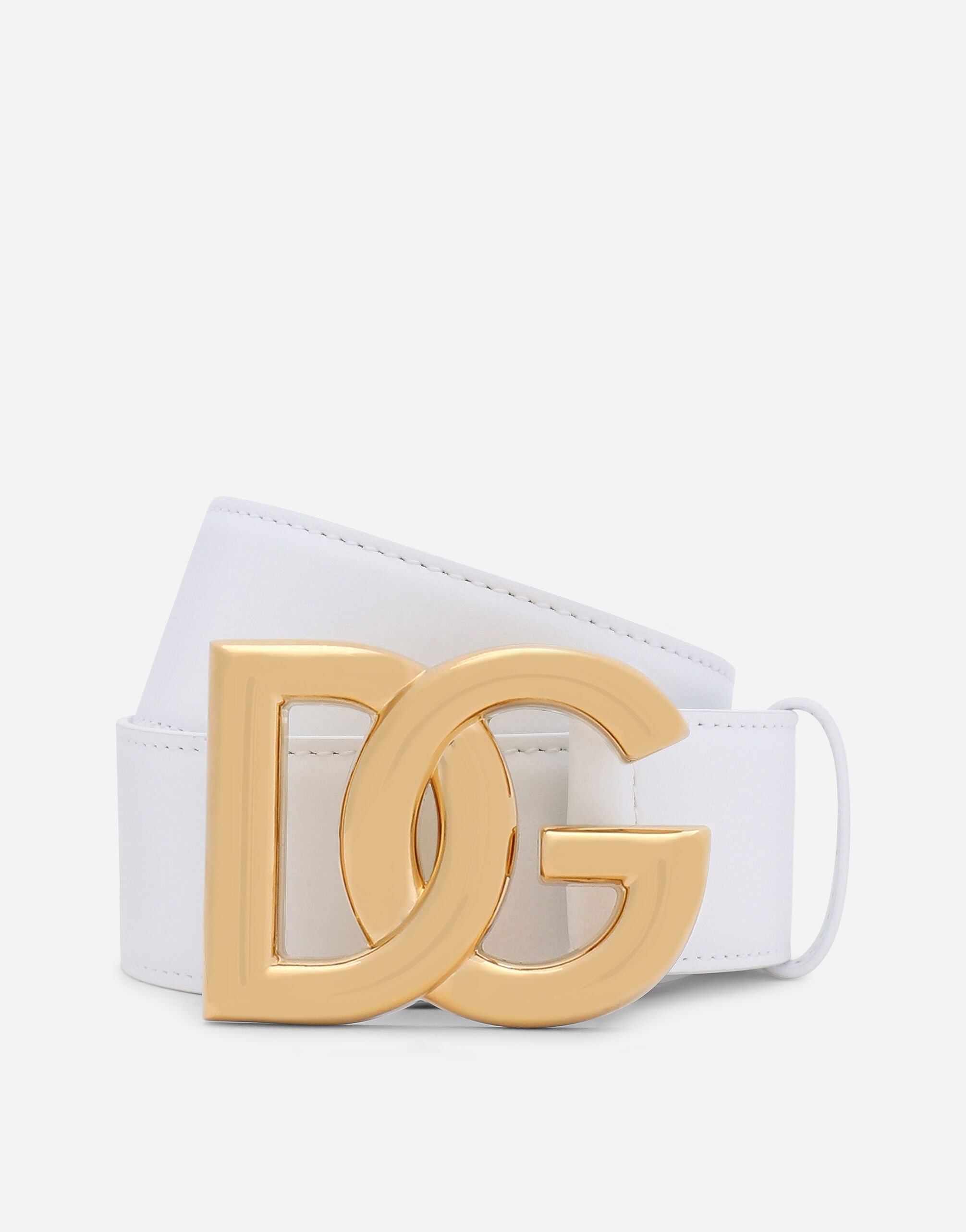Dolce & Gabbana Calfskin belt with DG logo White BE1578AQ069