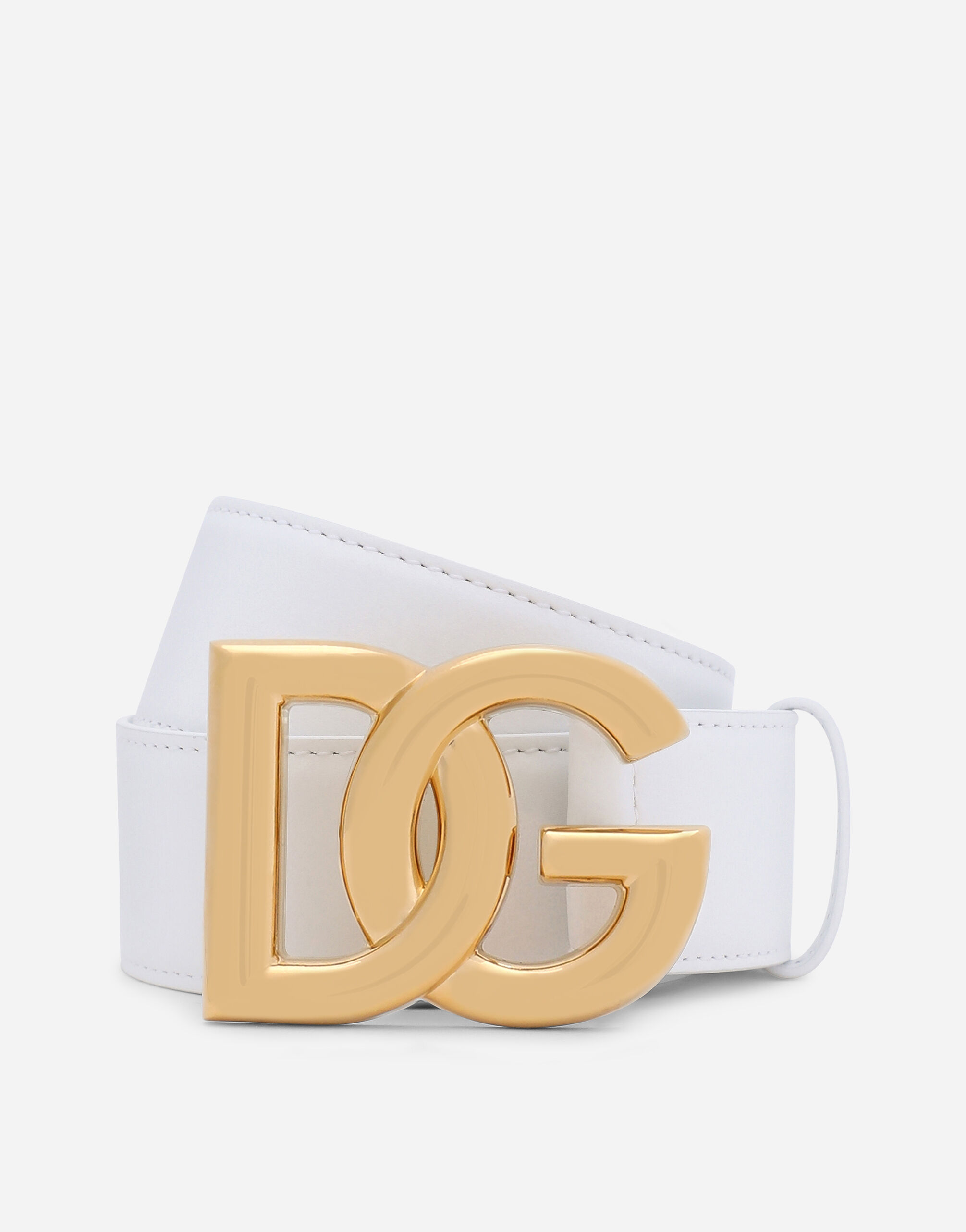 Dolce & Gabbana Calfskin belt with DG logo White BE1578AQ069