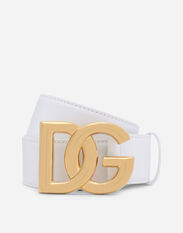 Dolce & Gabbana Calfskin belt with DG logo White BE1336AZ831