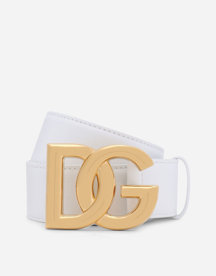 Dolce & Gabbana Cinturón en piel de becerro con logotipo DG Blanco BE1446AW576