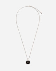 Dolce & Gabbana Necklace with enameled DG logo pendant Black BJ0820AP599