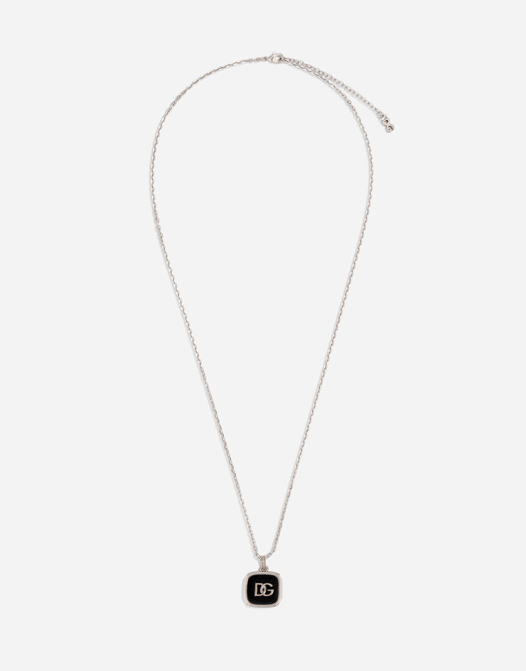 Dolce & Gabbana Necklace with enameled DG logo pendant Silver WNN5B8W1111