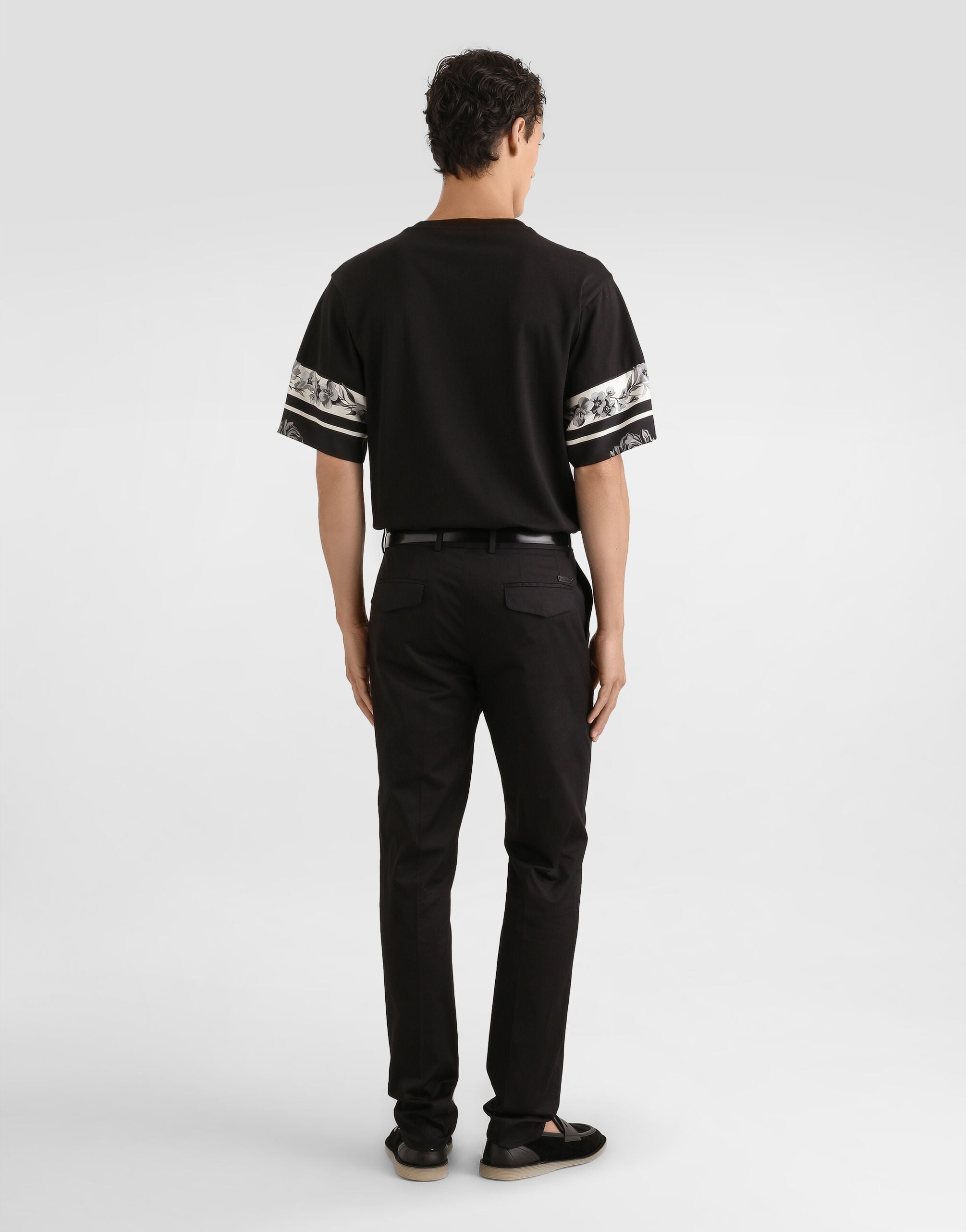 Cotton and silk t-shirt with print in Black for Men