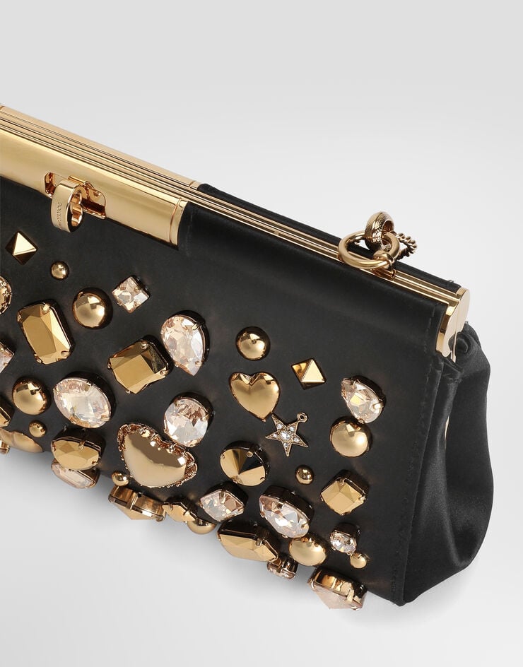 Dolce & Gabbana Marlene shoulder and crossbody satin bag with embroidery Dolce & Gabbana Marlene shoulder and crossbody satin bag with embroidery Black BB7620AY463
