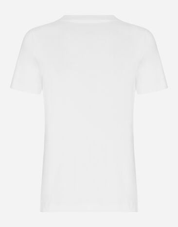 Dolce & Gabbana Jersey T-shirt with flocked Dolce&Gabbana detail White F8T00TGDCBQ