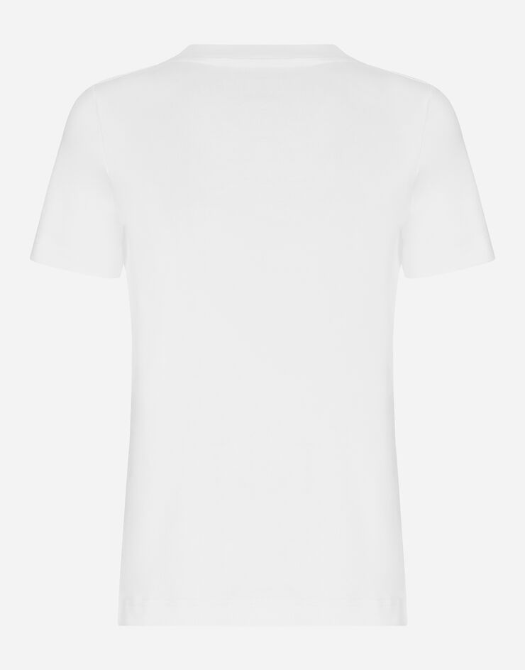 Dolce & Gabbana Jersey T-shirt with flocked Dolce&Gabbana detail White F8T00TGDCBQ