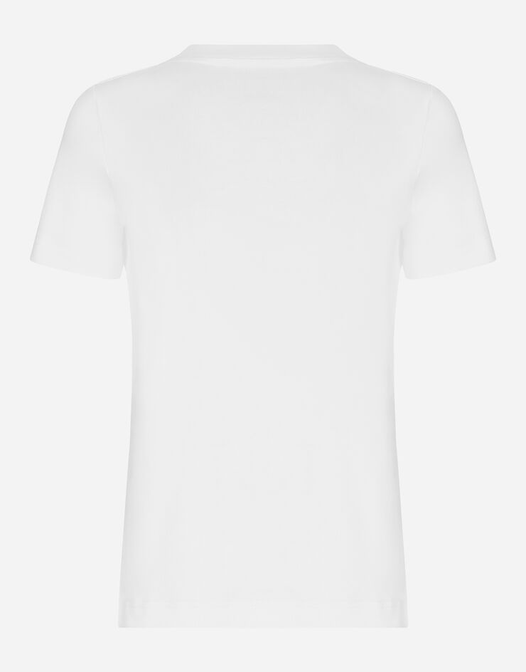 Dolce & Gabbana Camiseta de punto con flocado Dolce&Gabbana Blanco F8T00TGDCBQ
