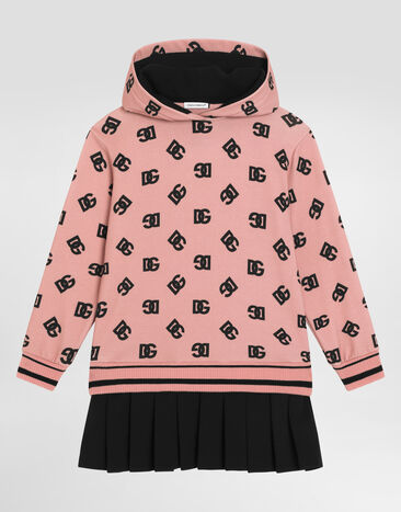 Dolce & Gabbana Sweatkleid aus Interlock mit DG-Logoprint Rosa L5JD9OG7N9P