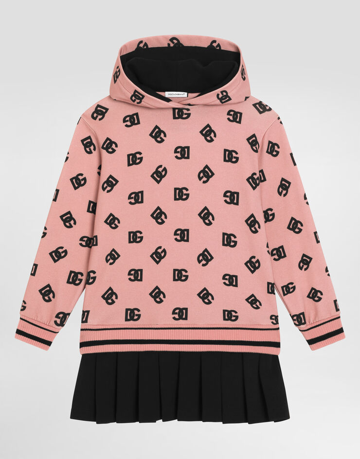 Dolce & Gabbana Robe molletonnée en interlock à imprimé logo DG Rose L5JD9OG7N9P