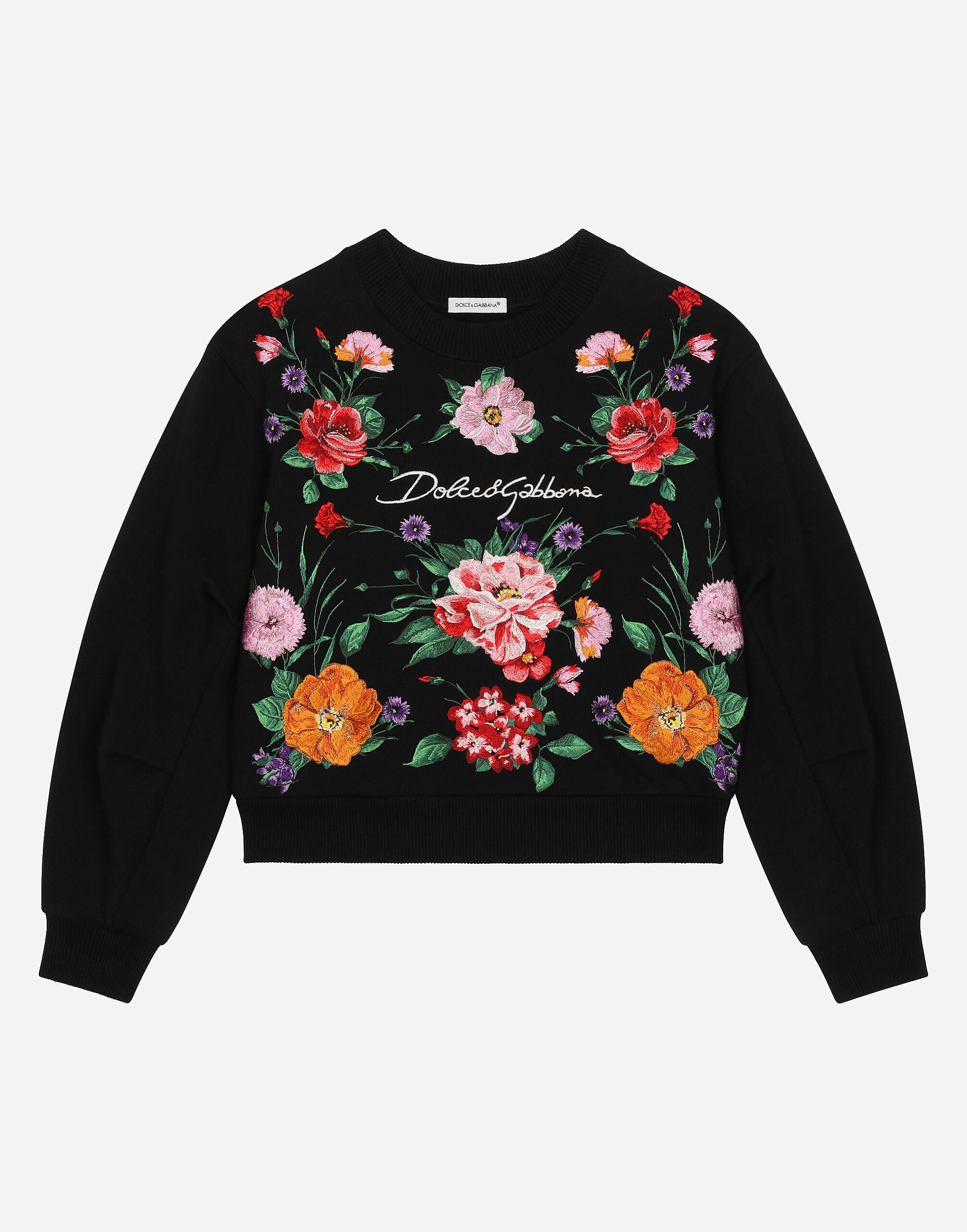 FELPA GIROC.MAN.LUNG in Black for Girls Dolce Gabbana