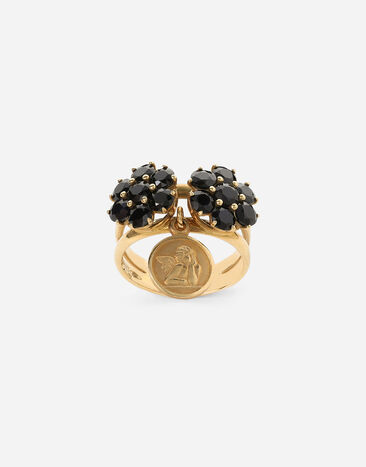 Dolce & Gabbana Bague Family en or jaune 18 ct avec saphirs noirs Doré WADC2GW0001