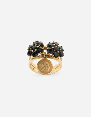 Dolce & Gabbana Ring Family aus 18-karätigem Gelbgold mit schwarzen Saphiren GOLD WADC2GW0001