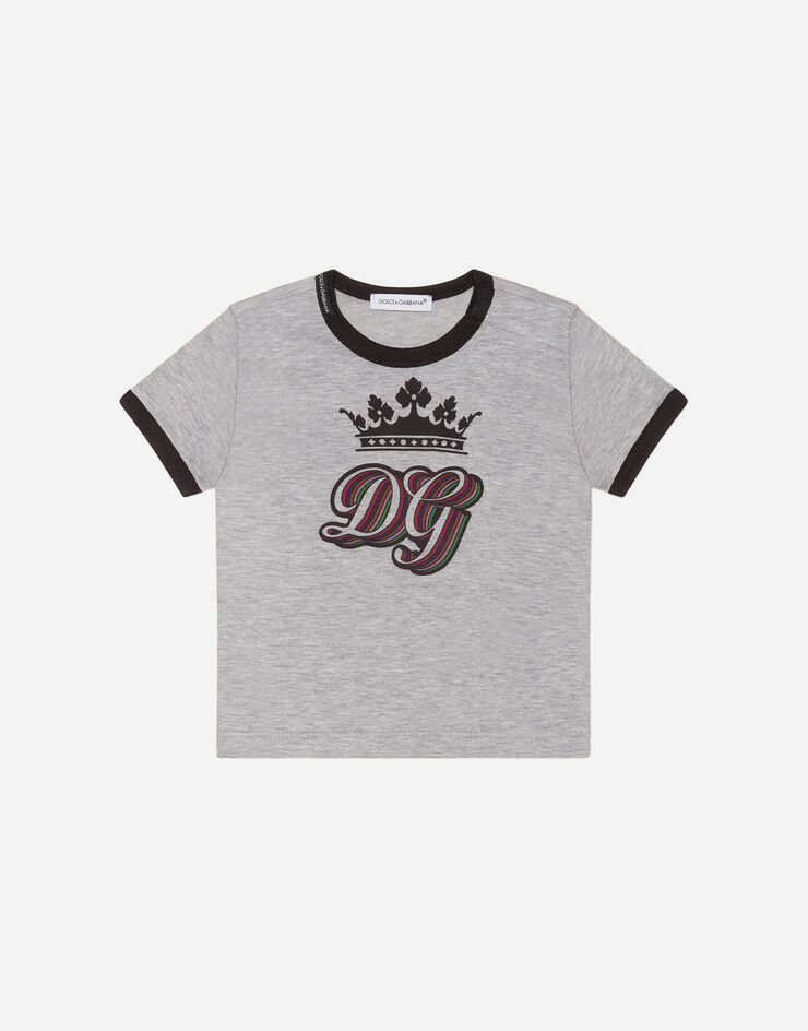 Dolce & Gabbana Jersey t-shirt with DG crown print GRIS L1JTBCG7VLN