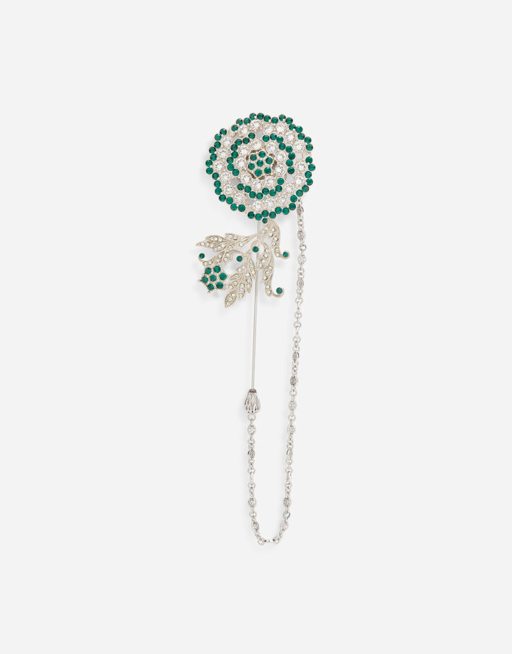 Dolce & Gabbana Grande broche fleur avec strass Argent WPO3S6W1111