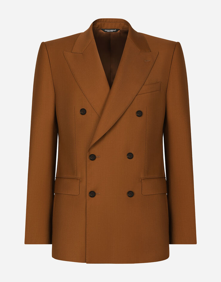 Dolce & Gabbana Double-breasted wool Sicilia-fit jacket Brown G2QU4TFU269