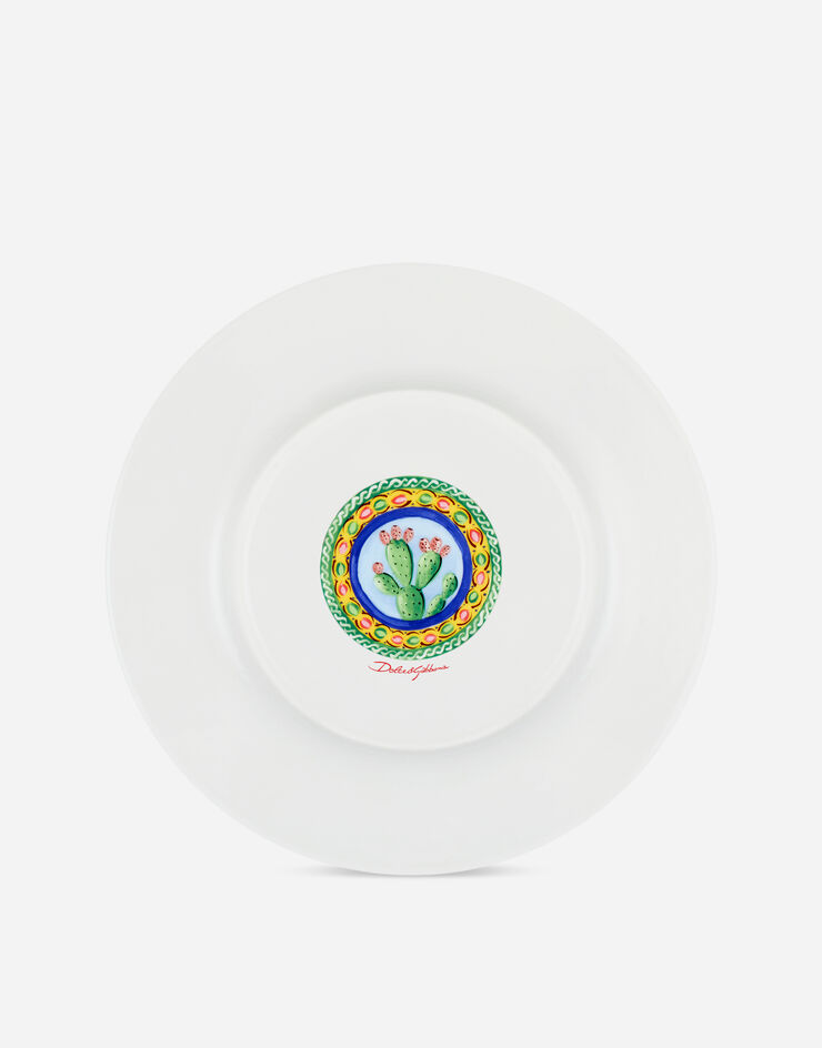 Dolce & Gabbana Set 2 Dinner Plates in Fine Porcelain Multicolor TC0S04TCA07