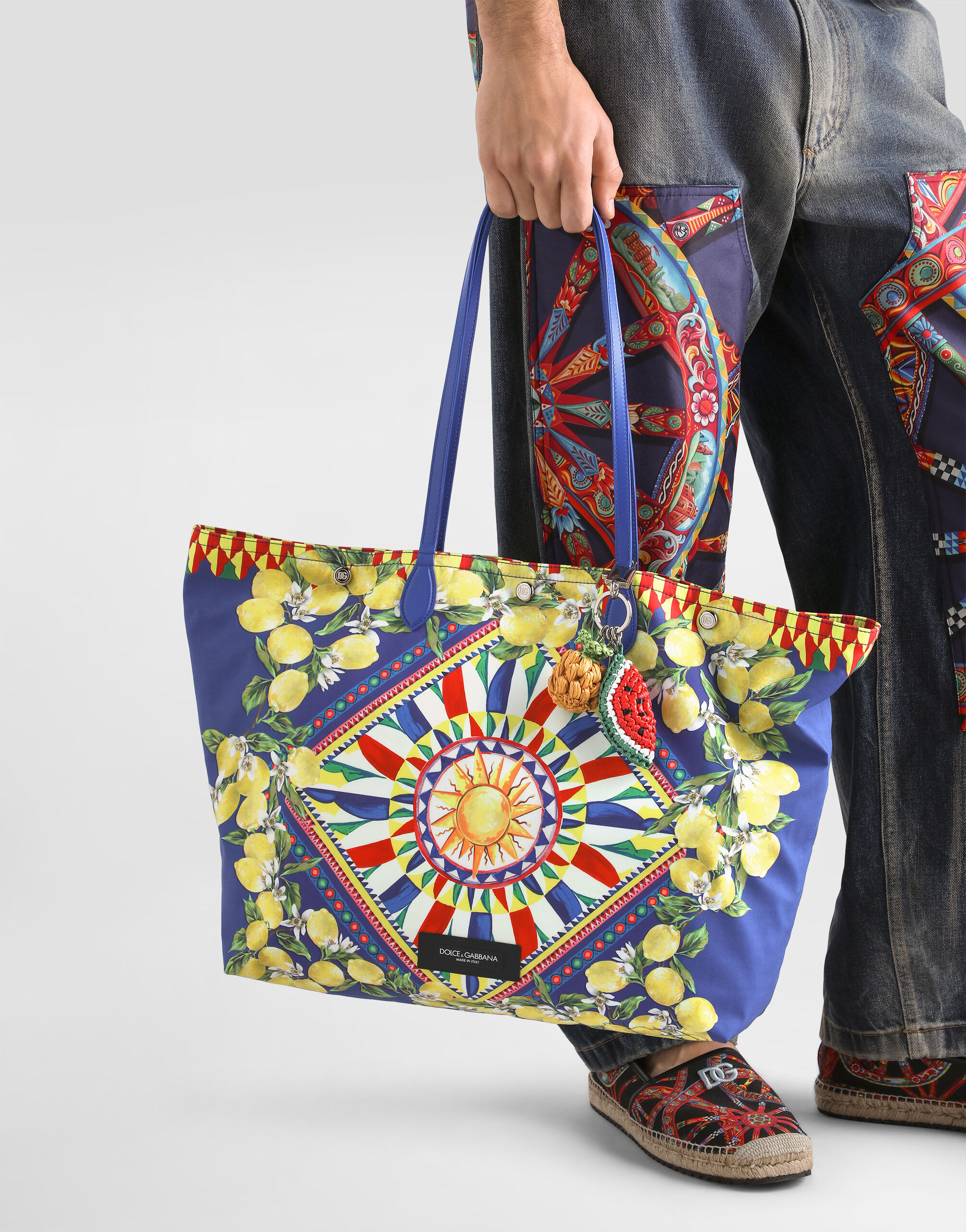 Essenza shopping bag in printed poplin in Multicolor for Men