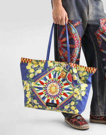 Dolce & Gabbana Essenza shopping bag in printed poplin Multicolor BM2658A0645