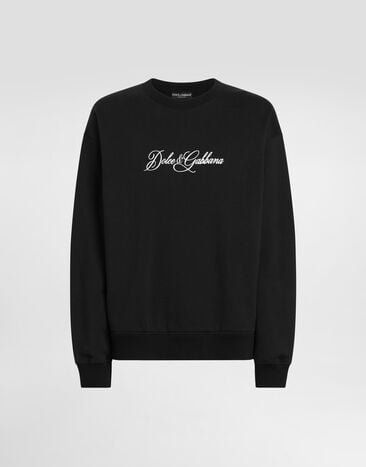 Dolce & Gabbana Sweat-shirt en coton avec logo Black G9AHSZG7P9M