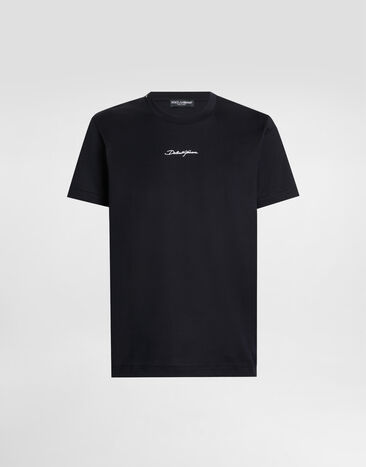 Dolce & Gabbana Cotton T-shirt with embroidered patch Black G8SR8TG7O8E