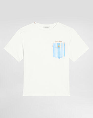 Dolce & Gabbana Jersey T-shirt with front pocket Blue L4JTHVII7FT