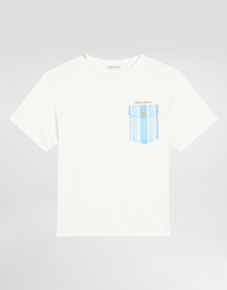 Dolce & Gabbana Jersey T-shirt with front pocket White L4JTIEG7N8S