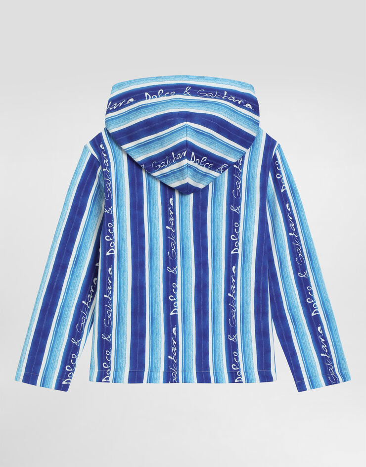 Dolce & Gabbana Hoodie with striped print Blue L4JWLCHS7PT