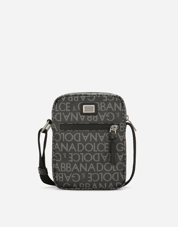 Dolce & Gabbana Crossbody bag with all-over jacquard logo Black VG400JVP187