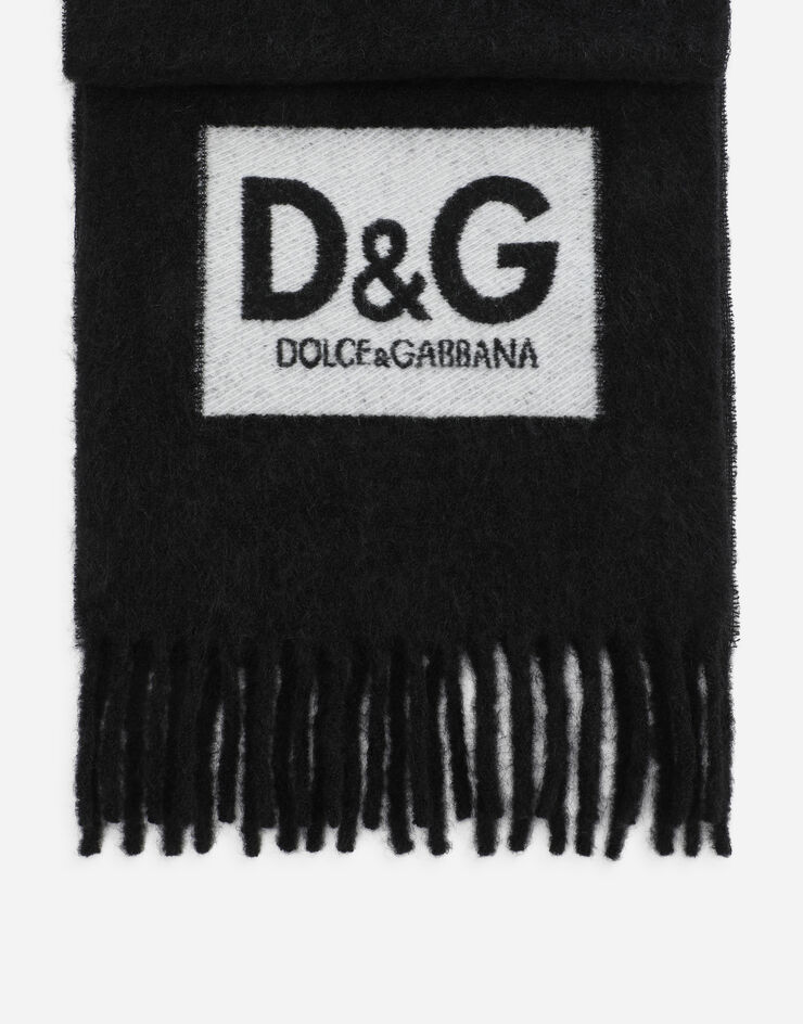 Dolce & Gabbana Écharpe en laine à écusson DG Noir GQ294EG2UBE