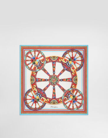 Dolce & Gabbana Foulard 50x50 in twill di seta stampa carretto Multicolore FN093RGDDU4