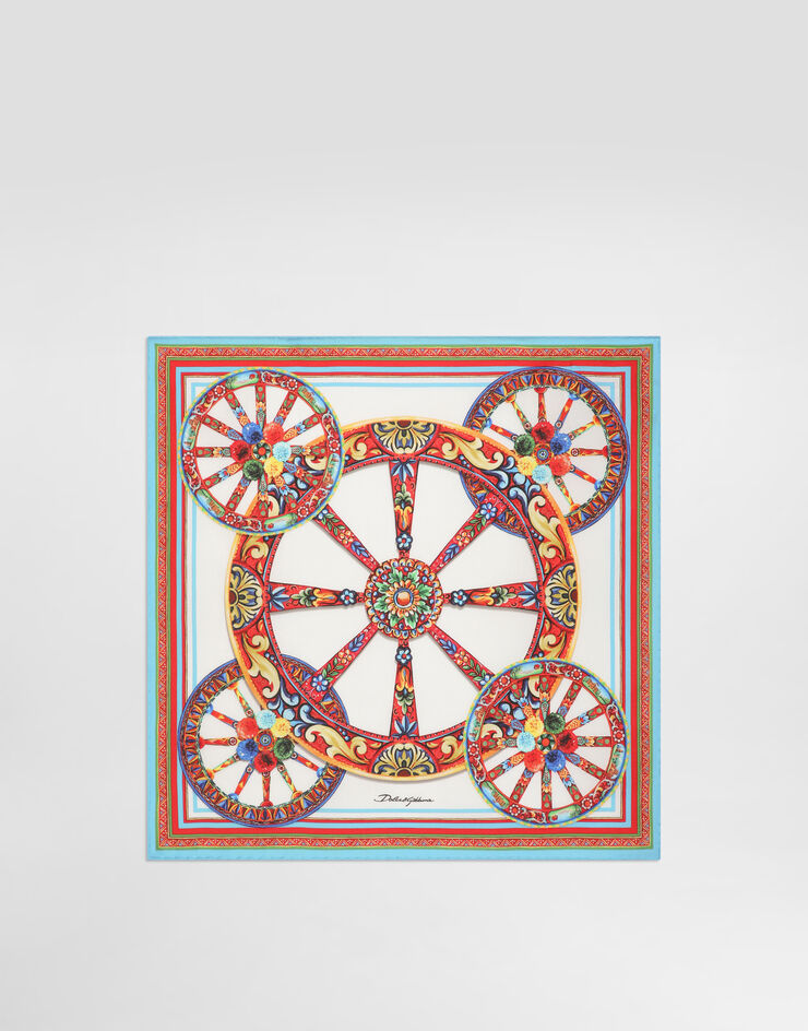 Dolce & Gabbana Foulard 50x50 in twill di seta stampa carretto Multicolore FN093RGDDU4