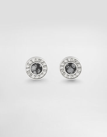 Dolce & Gabbana DGロゴ＆ストーン ピン イヤリング Silver WER5X3W1111