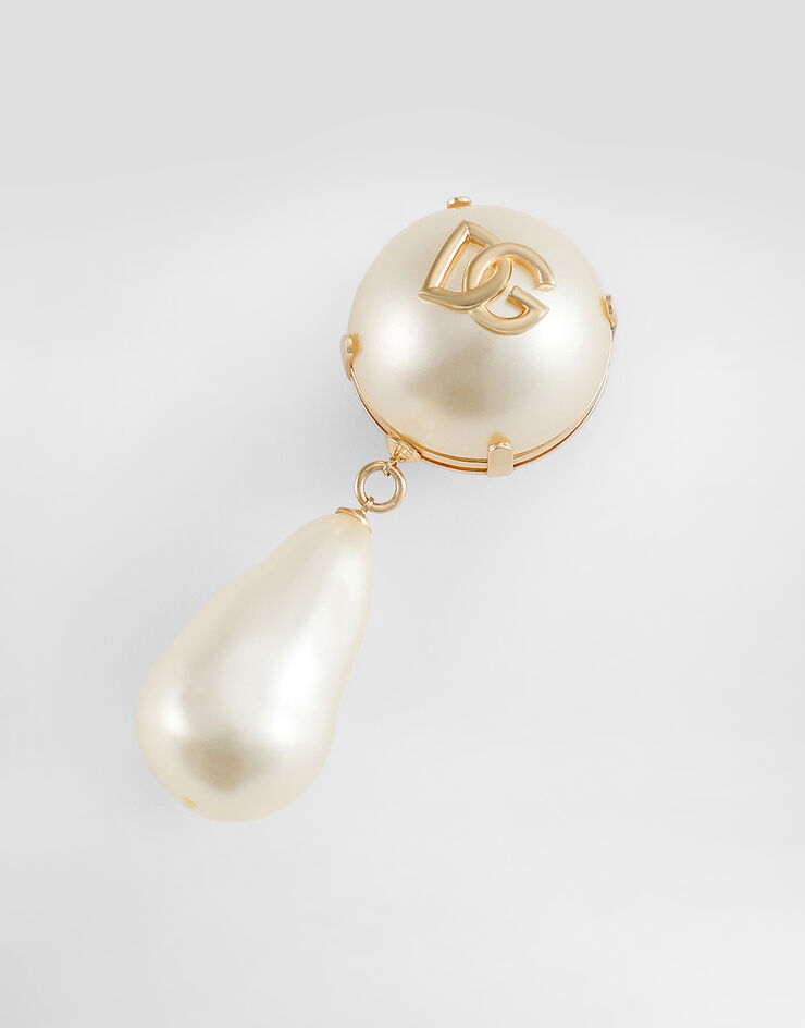 Dolce & Gabbana Teardrop earrings with DG logo White WER2E3W1111