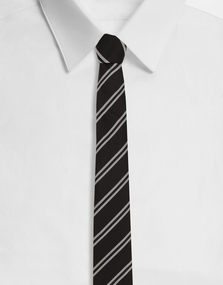 Dolce & Gabbana Silk jacquard tie with regimental stripe Multicolor GT147EG0JRH