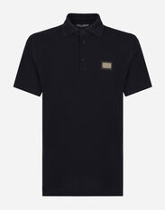 Dolce & Gabbana Cotton piqué polo-shirt with branded tag Black M4E45TONO06