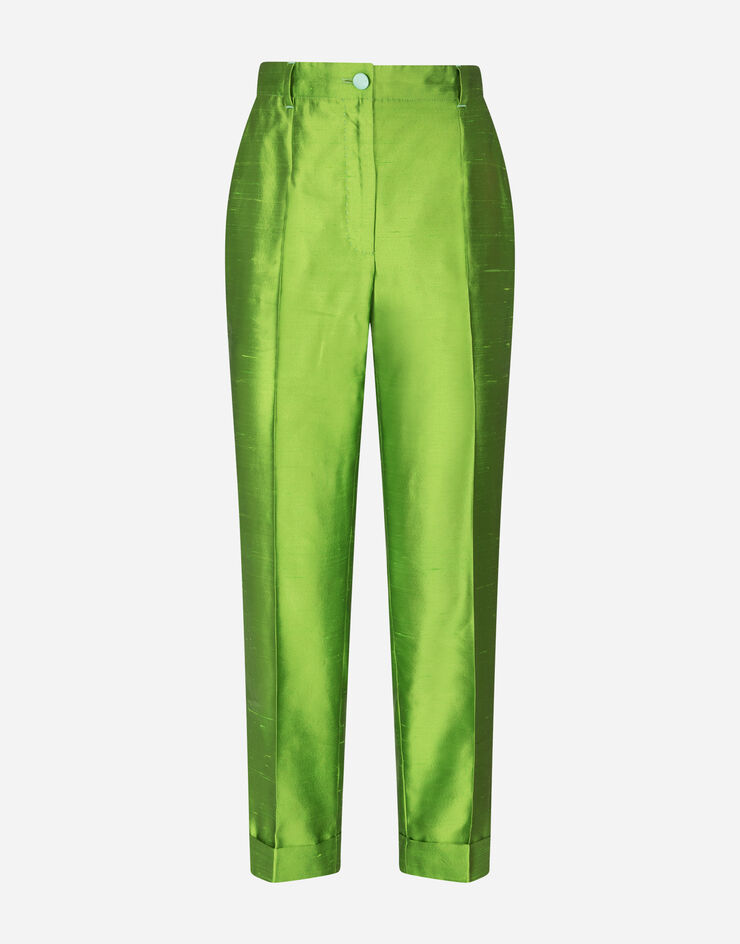 Dolce & Gabbana HIGH-WAISTED PANTS IN SHANTUNG VERDE FTBVMTFU1L5